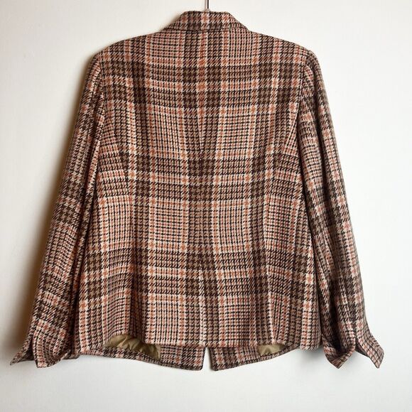 Kasper Plaid Blazer in Brown and Cream - Picture 6 of 10